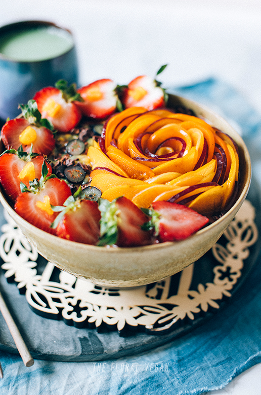 acai bowl with fruit rose